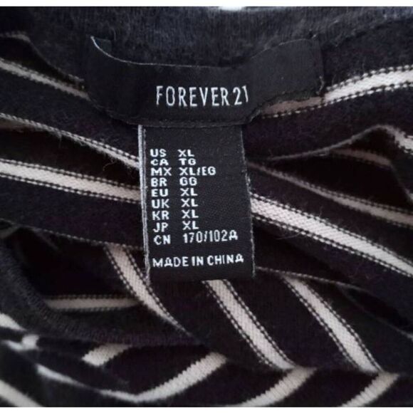 FOREVER 21 BLACK & BEIGE STRIPE TEE-SHIRT DRESS SZ.XL EUC. - Picture 6 of 6
